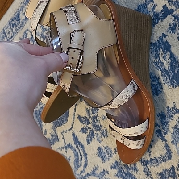 Coach Prue snake print leather sole wedge sandals sz 9.5 SH366 - Picture 1 of 8